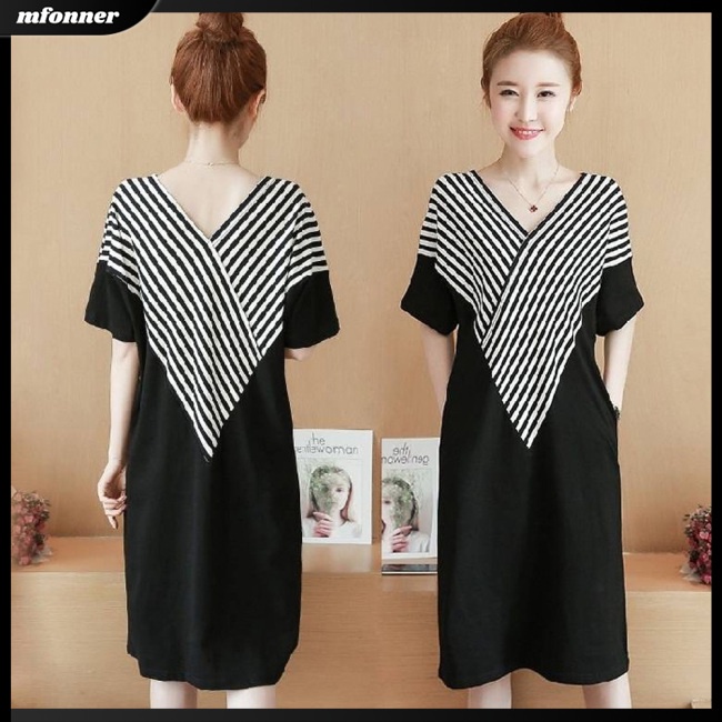 Đầm Tay Ngắn Cổ Chữ V Thời Trang Cho Nữ