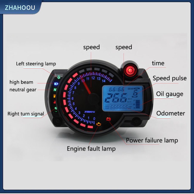 ☃Nhà Cửa☃ Đồng Hồ Đo Tốc Độ Điện Tử Màn Hình LCD 7 Màu Chuyên Dụng Cho Xe Mô Tô KTM