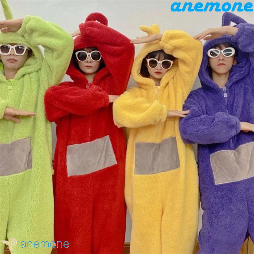 Bộ Đồ Ngủ Liền Thân Bằng Vải Bông Thiếc In Hoạt Hình Teletubbies Vui Nhộn Sáng Tạo Dành Cho Người Lớn