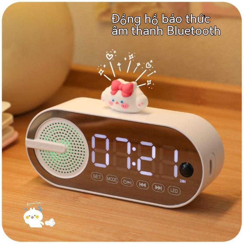 Đồng hồ báo thức loa Bluetooth thông minh âm thanh không dây đa chức năng đồng hồ báo thức học sinh trái tim con gái