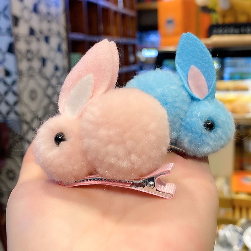 Kẹp Tóc Hình Thỏ Ba Chiều Phối Lông Dễ Thương Cho Bé Gái