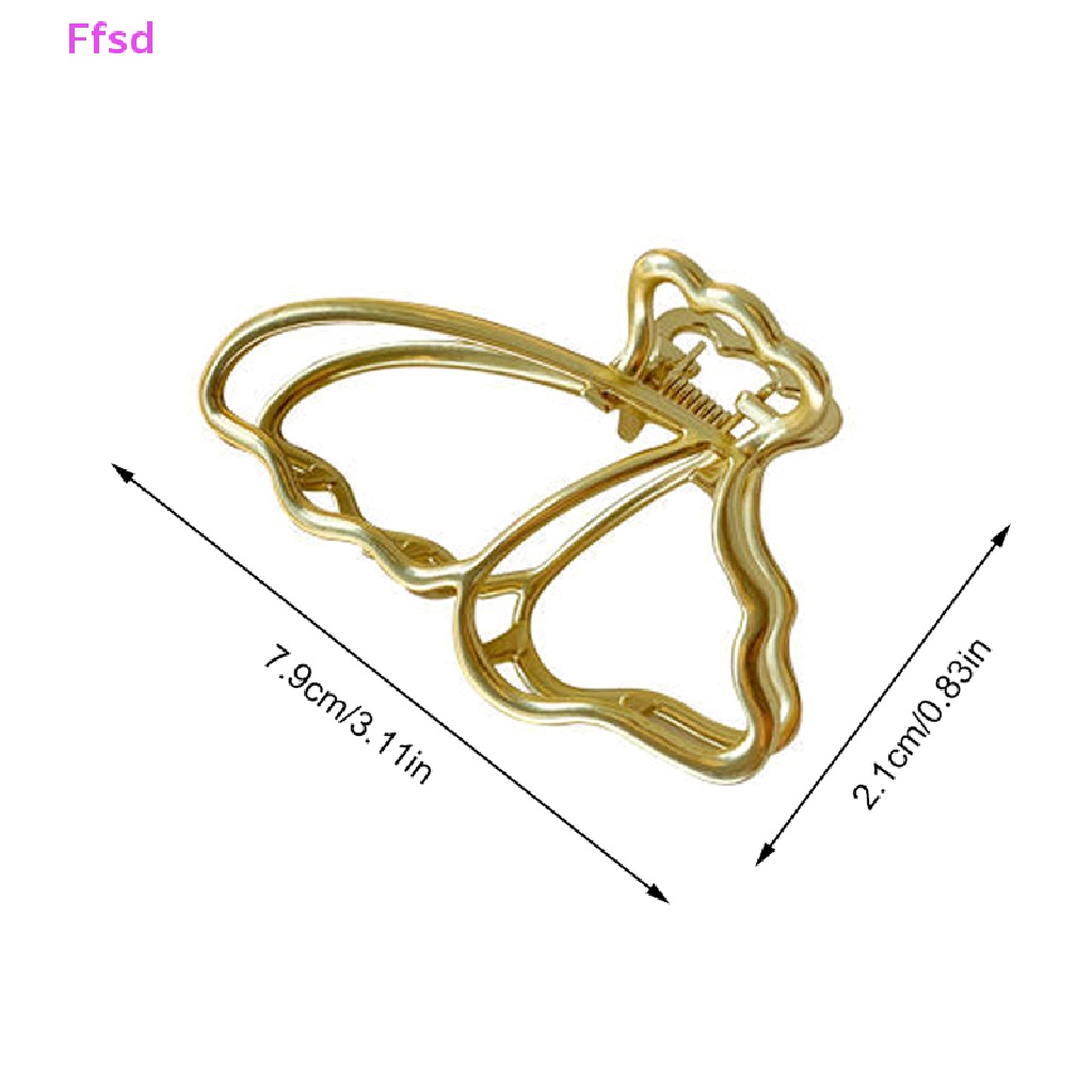 Kẹp Tóc Kim Loại Hình Bướm Màu Vàng Phong Cách Vintage Thanh Lịch Thời Trang