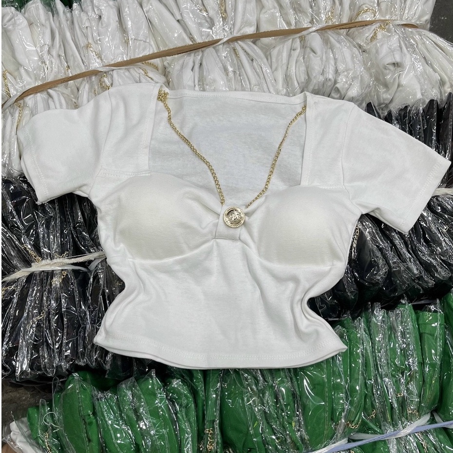 Áo thun tay ngắn viền cổ xích có mút ngực siêu đẹp NA alohashop91