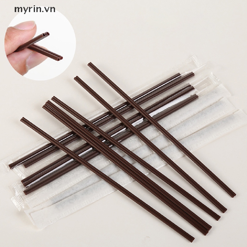 Set 100 Ống Hút Nhựa Pha Cà Phê Ba Lỗ Dùng Một Lần