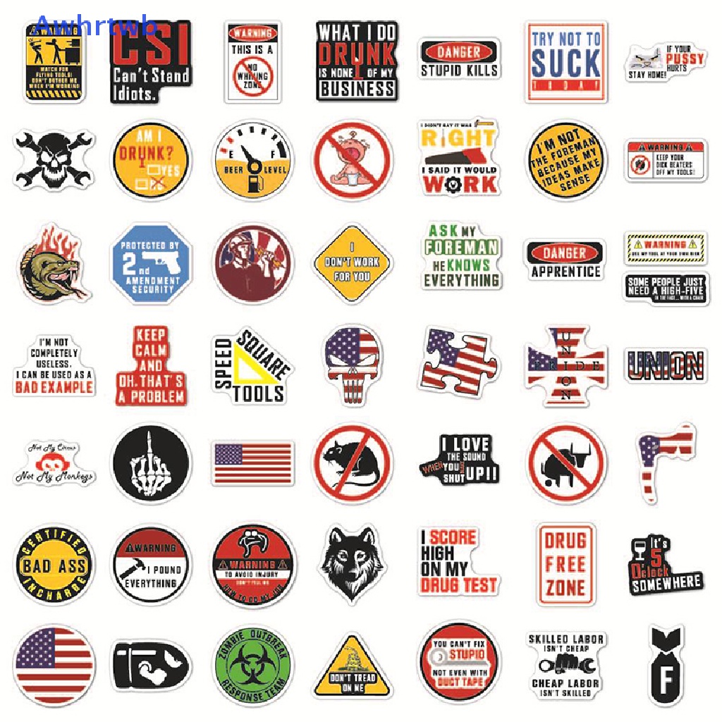 Set 50 Sticker Dán Hình Mũ Công Nhân Vui Nhộn Mới