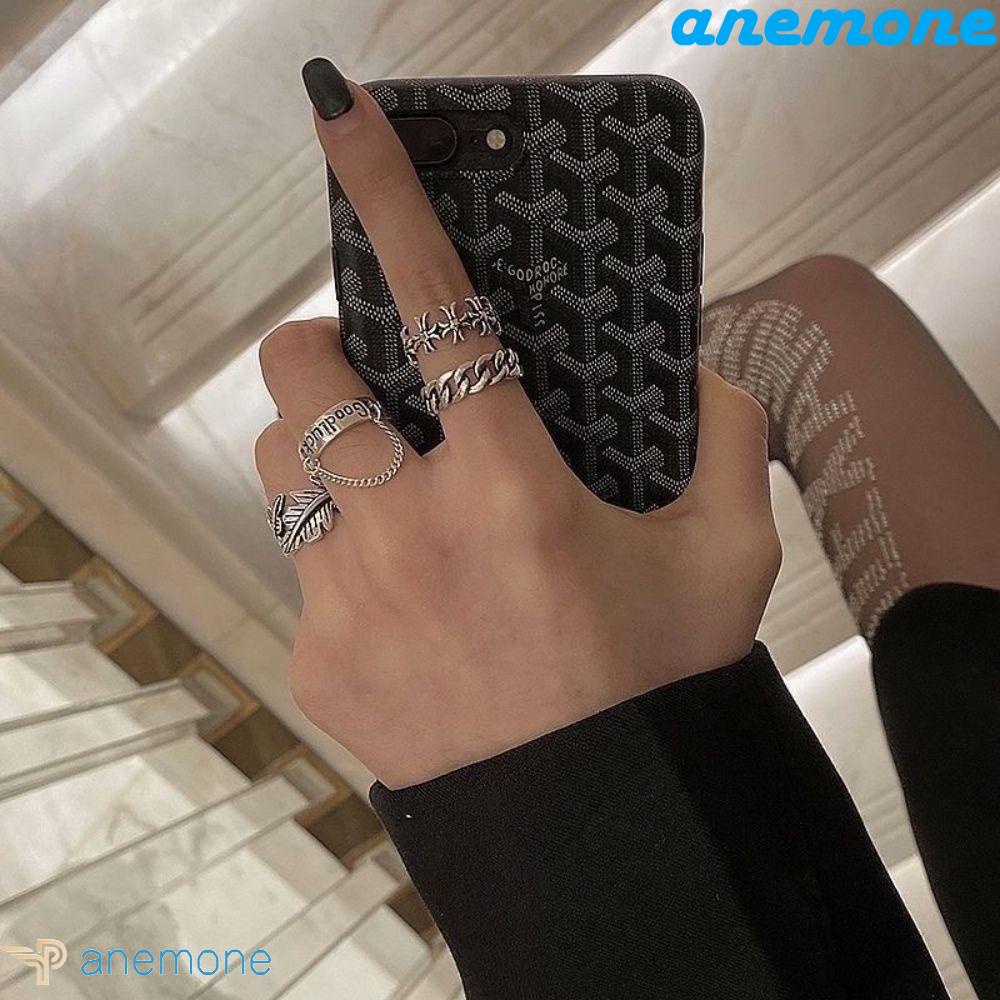 Nhẫn Hở Hình Lông Vũ May Mắn Phong Cách Punk Hip Hop Hàn Quốc Dành Cho Nam Nữ