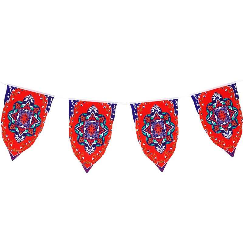 Dây Cờ Tam Giác Treo Tường Trang Trí In Hình Mặt Trăng Và Hoa