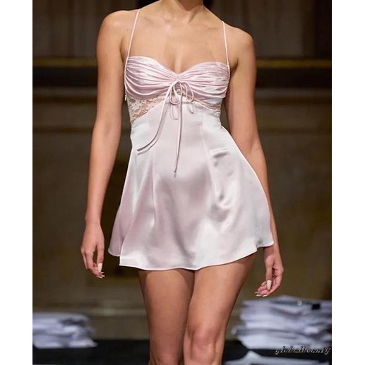 Đầm Hai Dây Mùa Hè Dáng Ngắn Trễ Vai Có Dây Rút Họa Tiết Hoa Cho Nữ