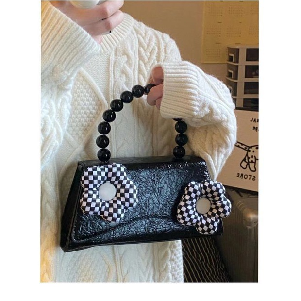 Favour Niche Túi Xách Đeo Dưới Cánh Tay / Đeo Vai Họa Tiết Hoa Màu Tối Cá Tính Nhỏ Gọn Dành Cho