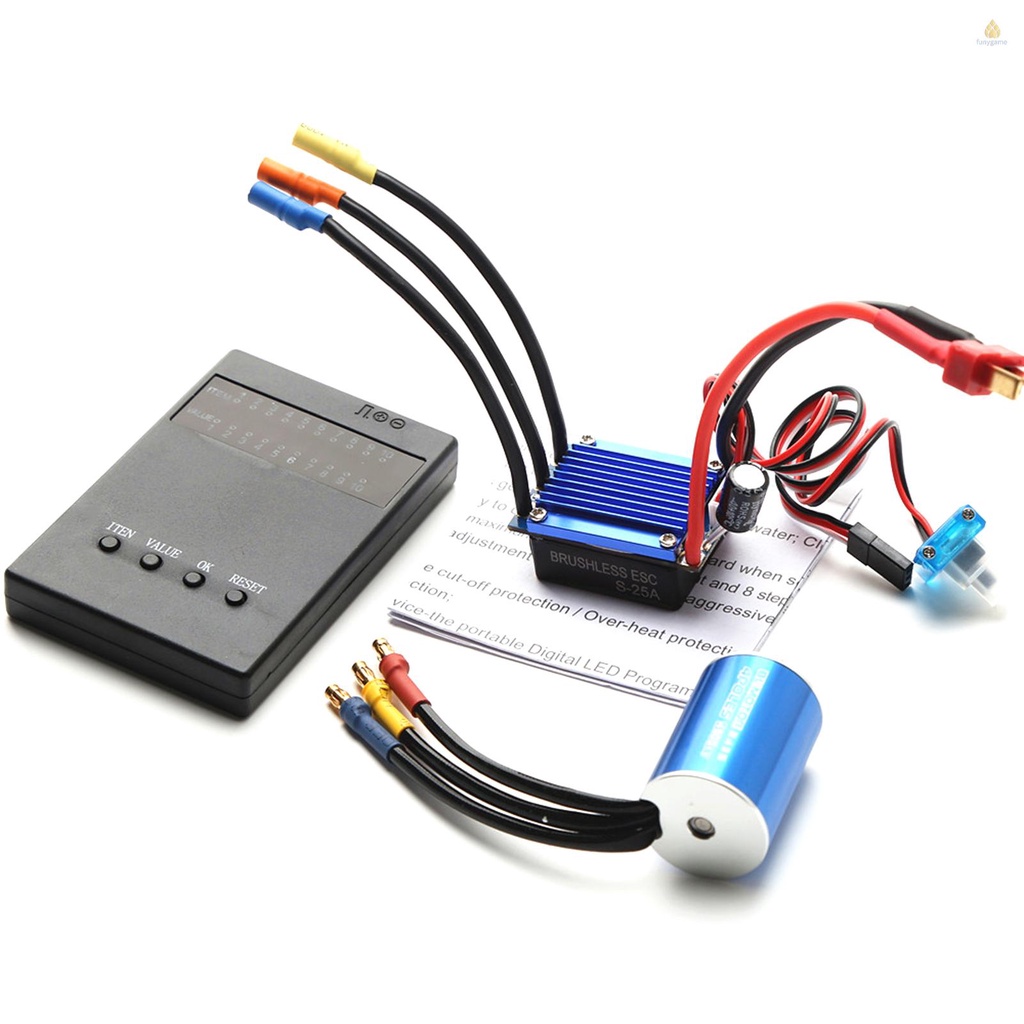 Động Cơ Không Chổi Than ESC 25A Thay Thế Cho Xe Điều Khiển Từ Xa HSP Wltoys 1 / 16 1 / 18 2435 3300KV Và Thẻ Lập Trình Không Chổi Than ESC 25A