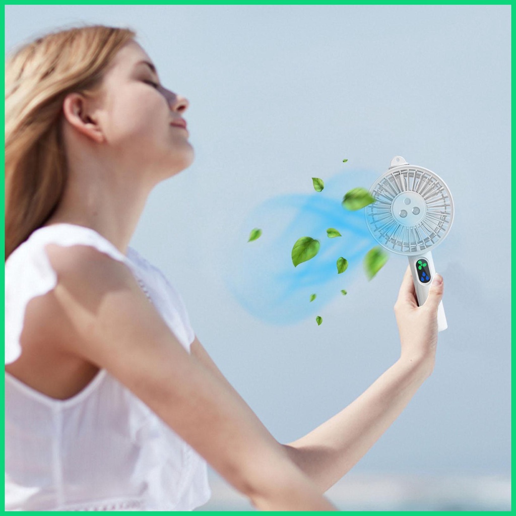 Quạt Mini Cầm Tay 3 Tốc Độ Gió Kèm Giá Đỡ Điện Thoại Tiện Dụng Mang Theo Du Lịch