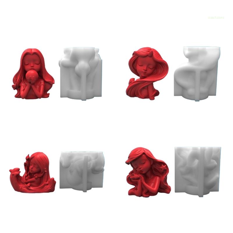 Khuôn Silicon Làm Xà Phòng Hình Cô Gái Đại Dương 3D Dễ Thương