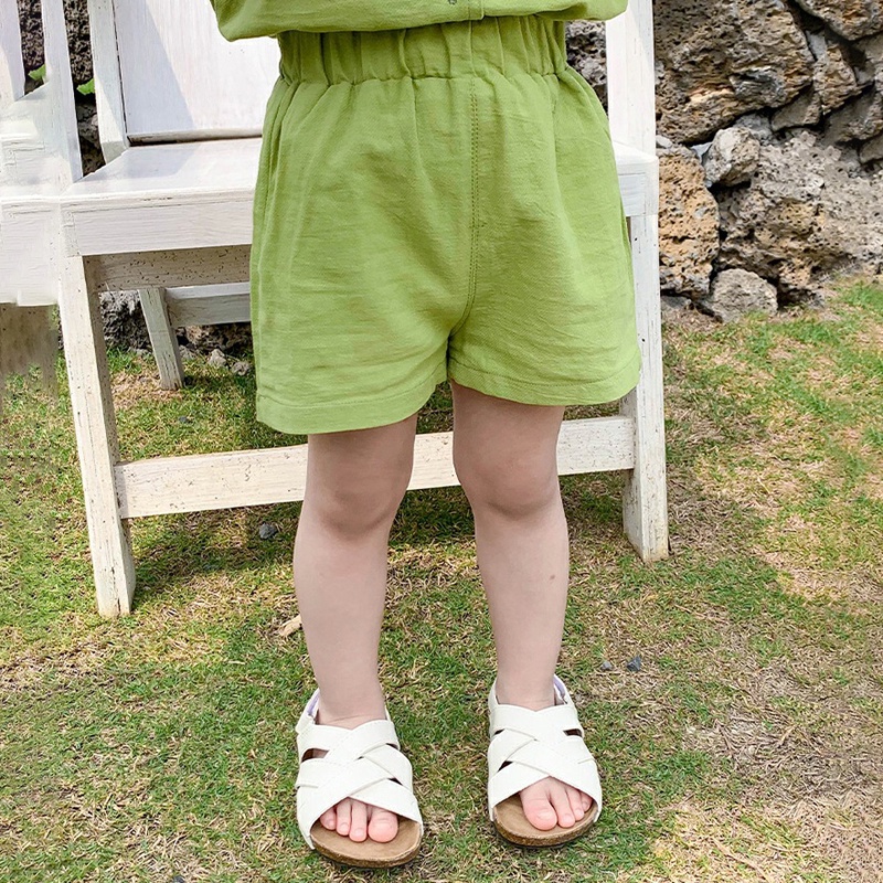 Set Đồ Đi Biển Hai Mảnh Gồm Áo Cardigan Và Quần Ngắn Màu Trơn Thời Trang Mùa Hè Phong Cách Hàn Quốc Cho Bé