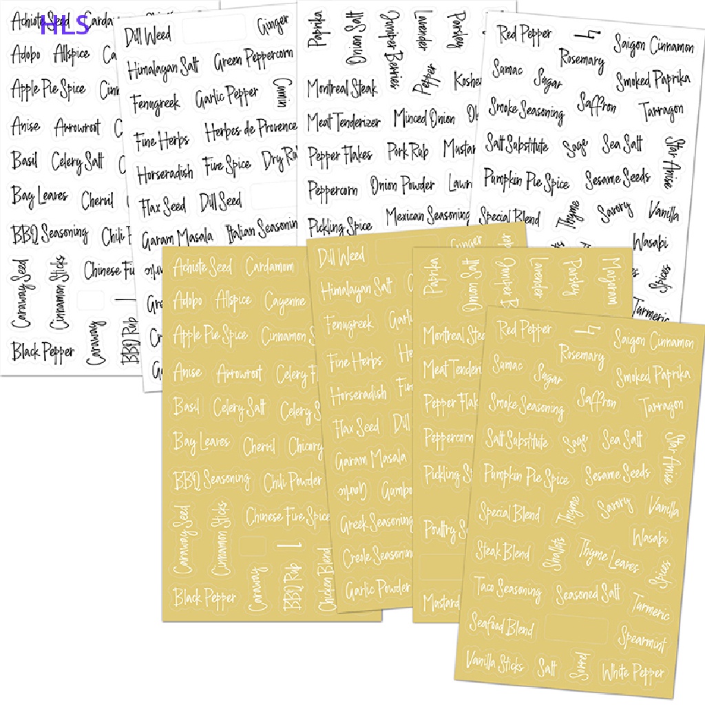 Set 274 / 8 Tấm Nhãn Dán Đánh Dấu Lọ Thủy Tinh Trong Suốt Chống Nước Sáng Tạo Cho Nhà Bếp
