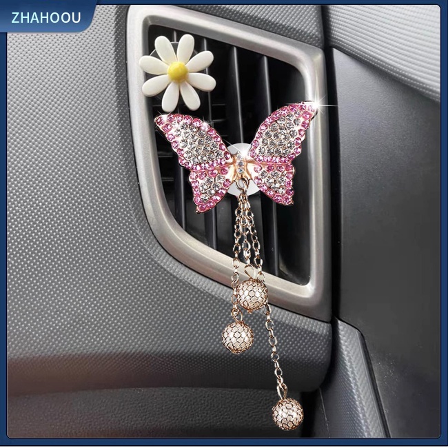 ☃Phụ Kiện Trang Trí Nhà Cửa Kiểu Dáng Dễ Thương Xinh Xắn☃ 2 Kẹp Khuếch Tán Hương Thơm Hình Bướm Đính Đá Thời Trang Cho Xe Hơi