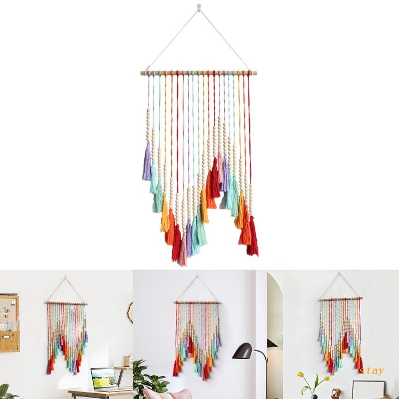 Thảm Treo Tường Phối Tua Rua Nhiều Màu Nghệ Thuật