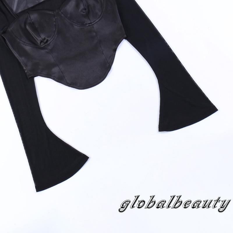 Áo Thun Lửng Tay Dài Phối Lưới Thời Trang Quyến Rũ Cho Nữ