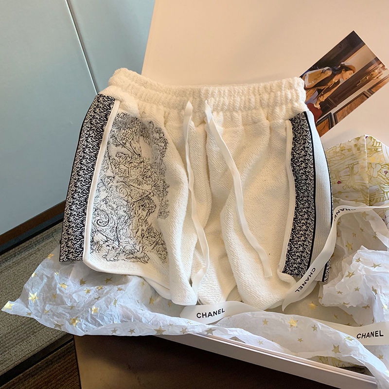 Quần Short Dây Rút Lưng Cao Thêu Họa Tiết Kiểu Retro Thời Trang Mùa Hè Cho Nữ 23 Tuổi