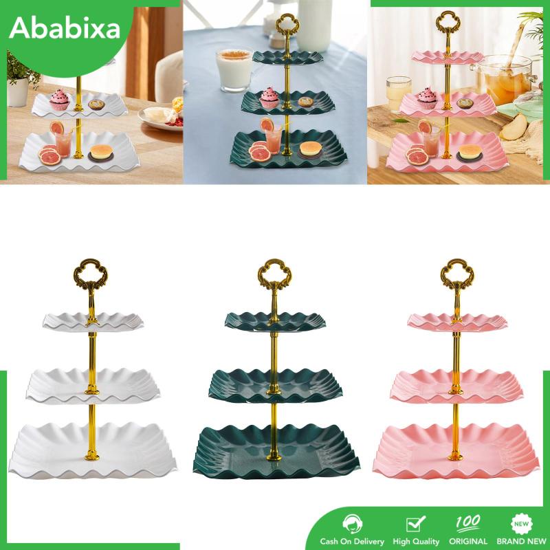 Giá Đỡ Bánh Cupcake 3 Tầng Có Tay Cầm Trưng Bày Trái Cây / Món Tráng Miệng Trang Trí Bàn Tiệc Cưới