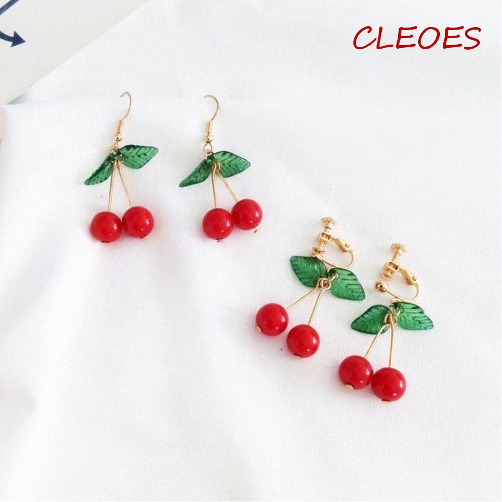 Bông Tai Dạng Kẹp Hình Trái Cherry Thời Trang Cho Nữ