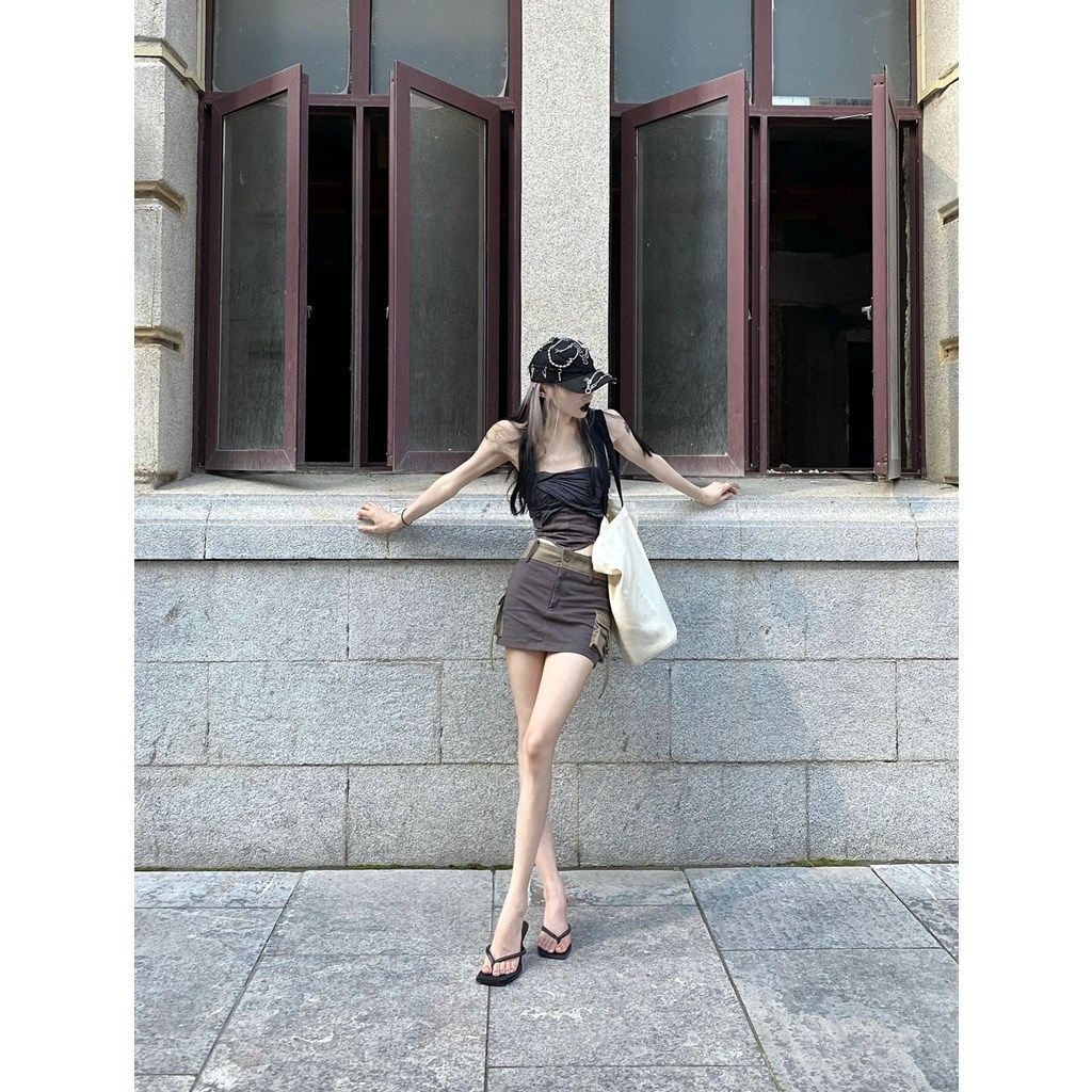 [F &amp; X] Set Áo Không Tay Phối Chân Váy Ngắn Nhiều Lớp Gợi Cảm Thời Trang Mùa Hè Cho Nữ