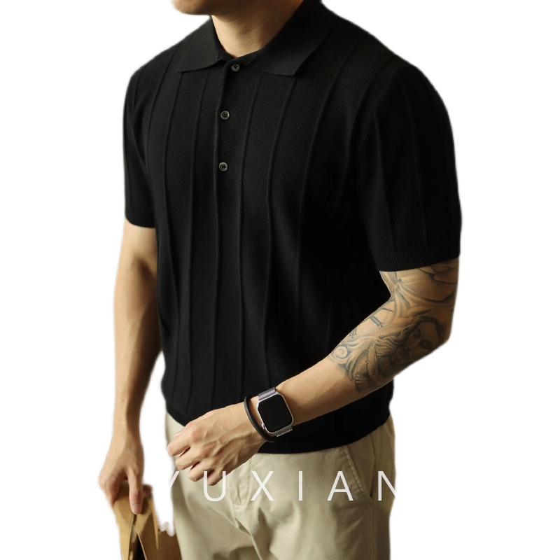 Áo Thun POLO Dệt Kim Tay Ngắn Màu Sắc Tươi Sáng Phong Cách Retro Cho Nam Giới