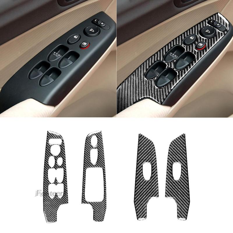 Bộ 4 Vỏ Bọc Công Tắc Điều Khiển Cửa Sổ Bằng Sợi Carbon Cho Xe Hơi Fenteer1