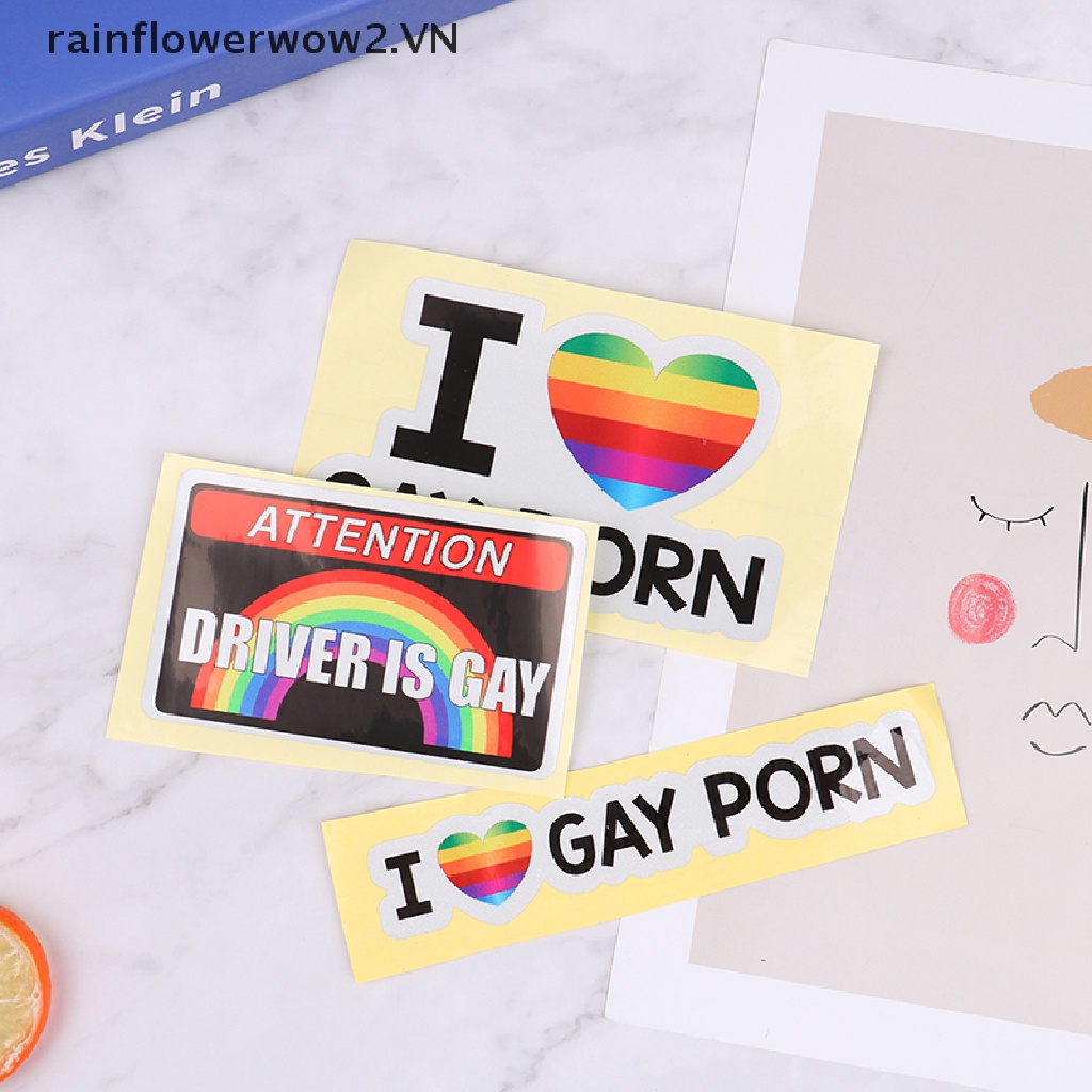 1 Nhãn Dán Trang Trí Xe Hơi Chữ I LOVE Gay Phản Quang Độc Đáo