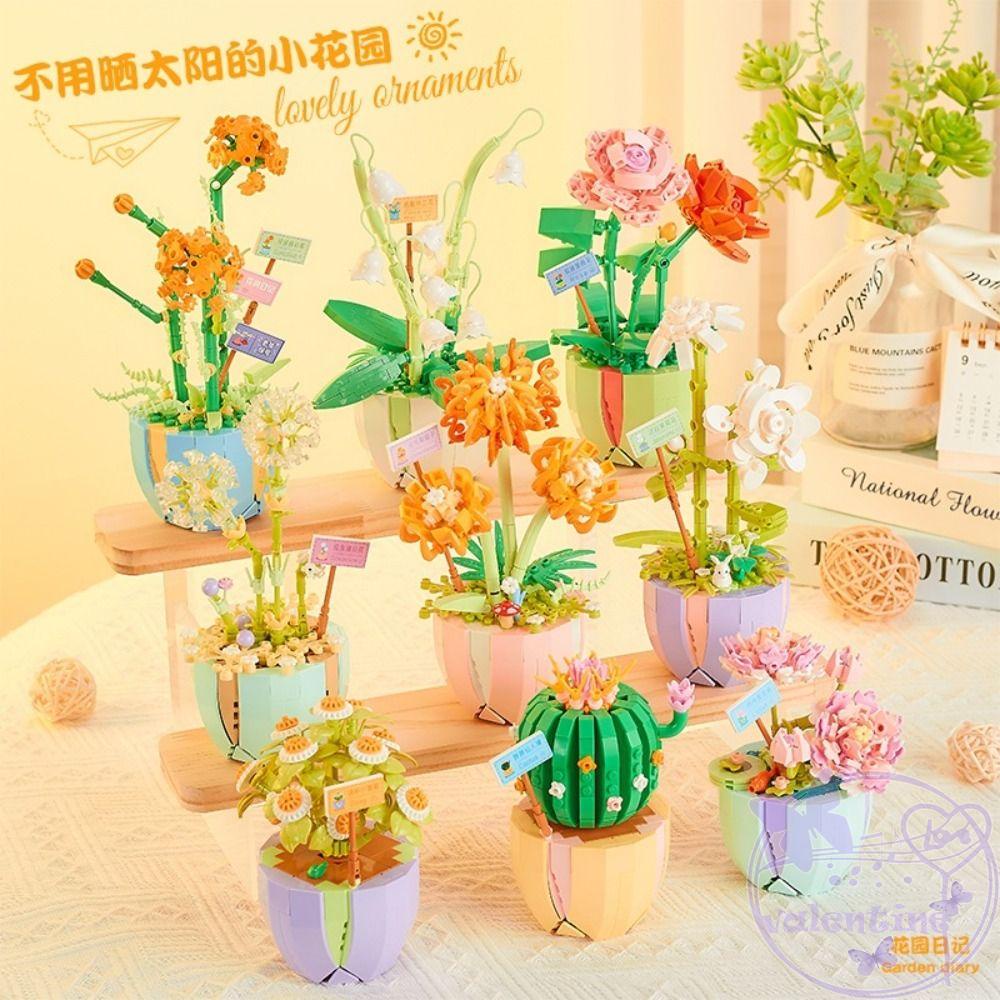 Đồ Chơi Khối Xây Dựng Hoa Hồng Lãng Mạn DIY Trang Trí Nhà Cửa Cho Bé Gái