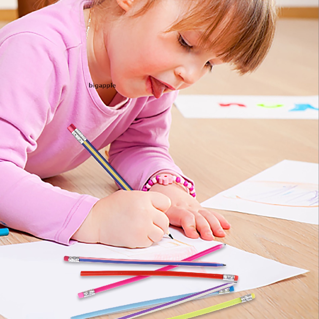 Bigapple Bút Chì Kẻ Sọc Mềm Dẻo Uốn Cong Linh Hoạt Nhiều Màu Sắc RDG Cho Trẻ Em
