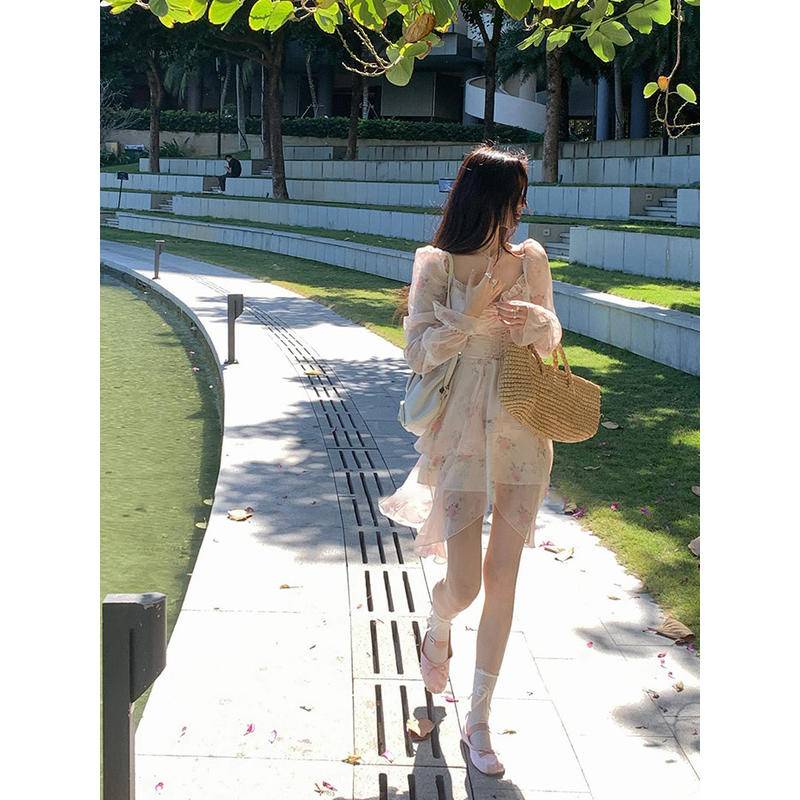 Đầm Hoa Tay Phồng Viền Bèo Thời Trang Xuân Hè Xinh Xắn Cho Nữ