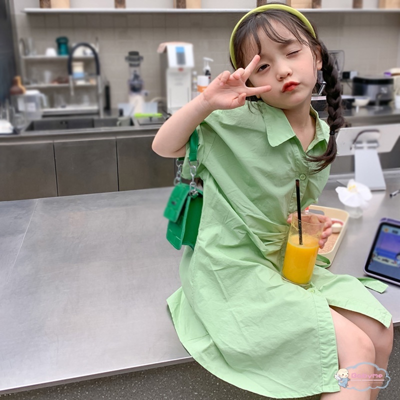 Đầm Công Chúa Chất Liệu Cotton Màu Trơn Thắt Nơ Thời Trang Mùa Hè Cho Bé Gái 3-8 Tuổi