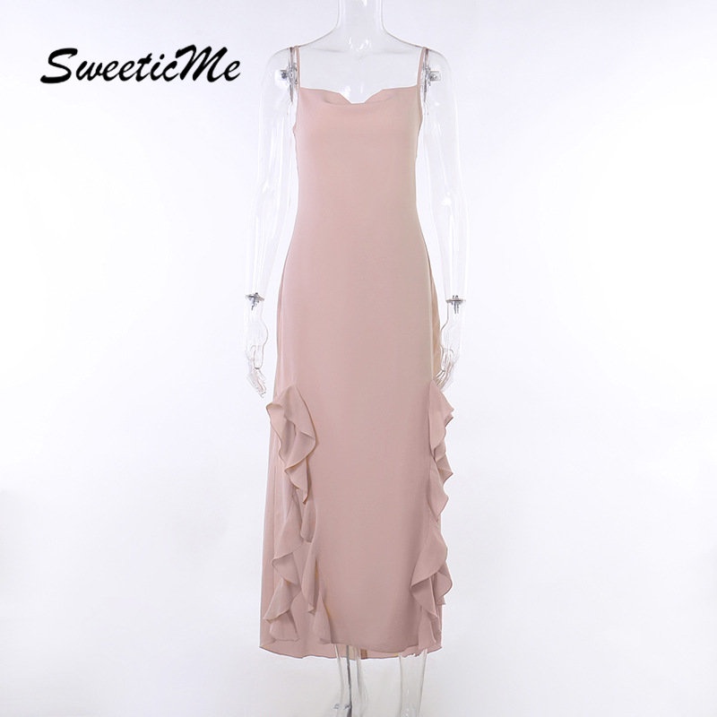 Đầm Dài Không Tay Lưng Cao Màu Trơn Thời Trang Mới 2023 Dành Cho Nữ