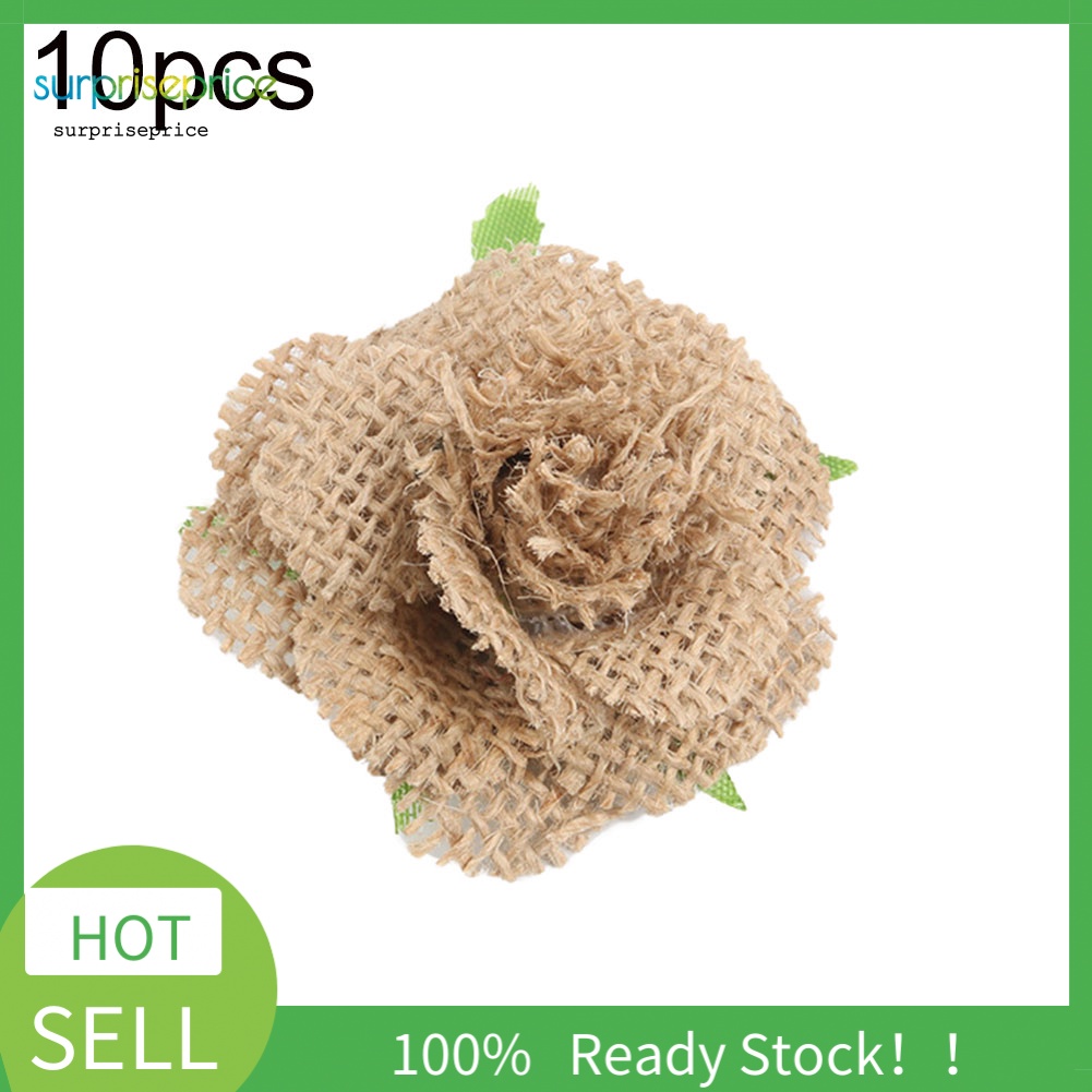 Set 10 Hoa Hồng Bằng Vải Bố Dùng Trang Trí Tiệc Cưới / Giáng Sinh DIY