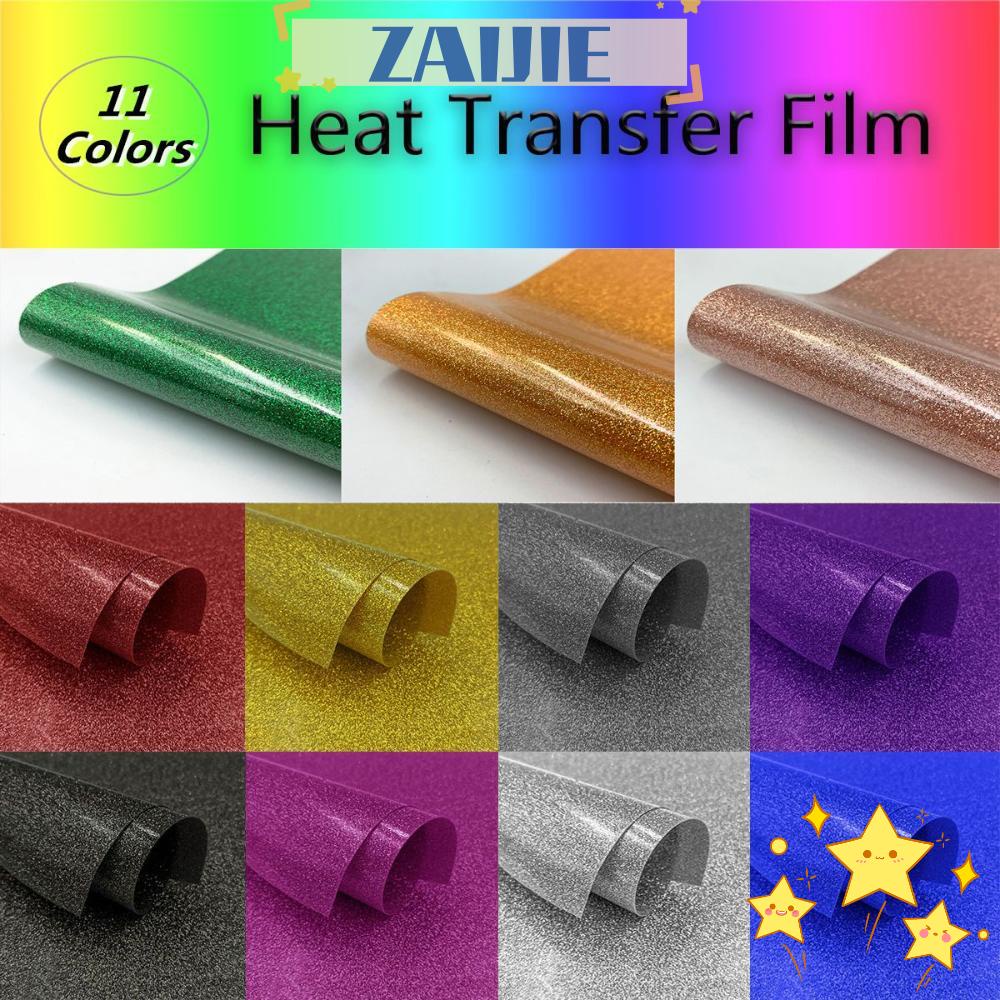 Zaijie Tấm Phim Vinyl HTV Lấp Lánh Ủi Lên Quần Áo DIY Thời Trang