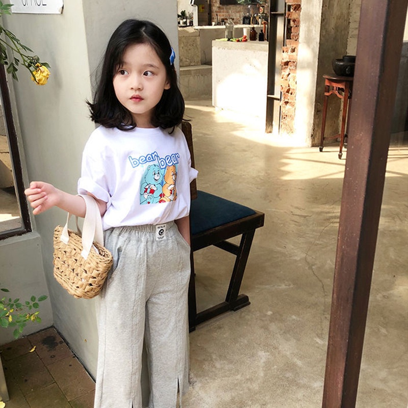 Áo Thun Bé Gái In Hình Gấu Phong Cách Hàn Quốc 1-8 Tuổi