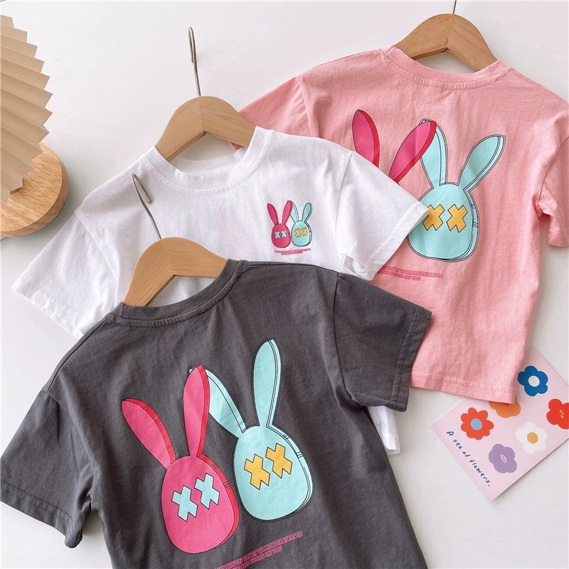 Áo Thun Cotton Tay Ngắn In Họa Tiết Hoạt Hình Dễ Thương Cho Bé Trai Và Gái