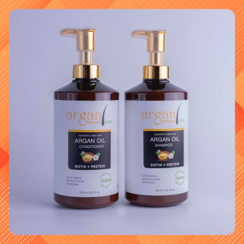 Dầu Gội ARGAN DELUXE keratin complex kiềm dầu siêu phục hồi mềm mượt chống rụng tóc hương thơm nước hoa 800mlx2