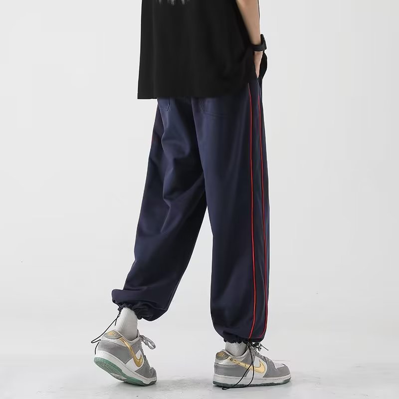 Quần Dài Thể Thao Dáng Rộng Họa Tiết Kẻ Sọc Phong Cách Hip Hop Cá Tính Cho Nam Nữ