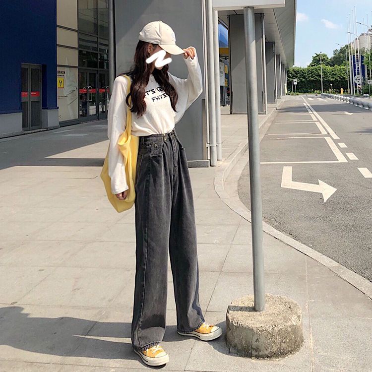 Quần Jean Ống Rộng Lưng Cao Phong Cách Retro Thời Trang Mùa Hè Mới Cho Nữ