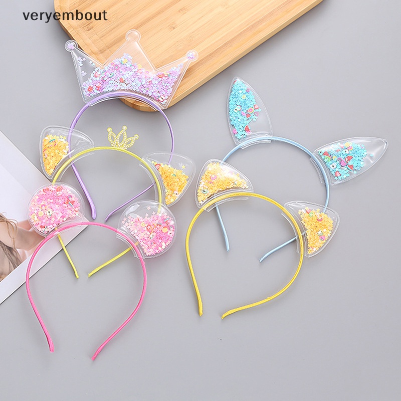 Băng Đô Trong Suốt Phối Kim Tuyến Lấp Lánh Thời Trang Cho Bé Gái