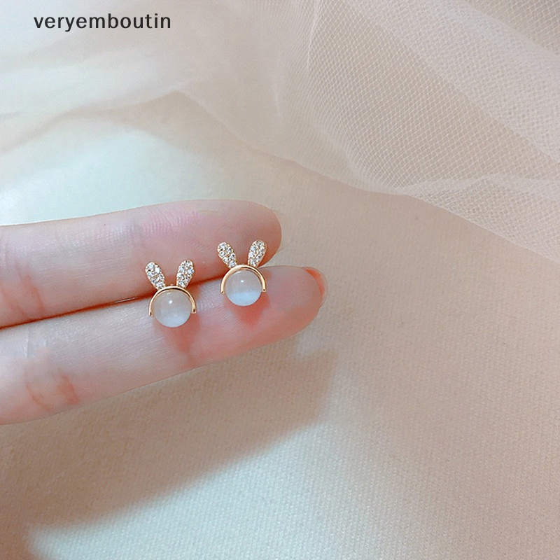 Bông Tai Hình Thỏ Dễ Thương Đính Đá Opal Feminia Thanh Lịch Sáng Tạo Chất Lượng Cao Cho Nữ