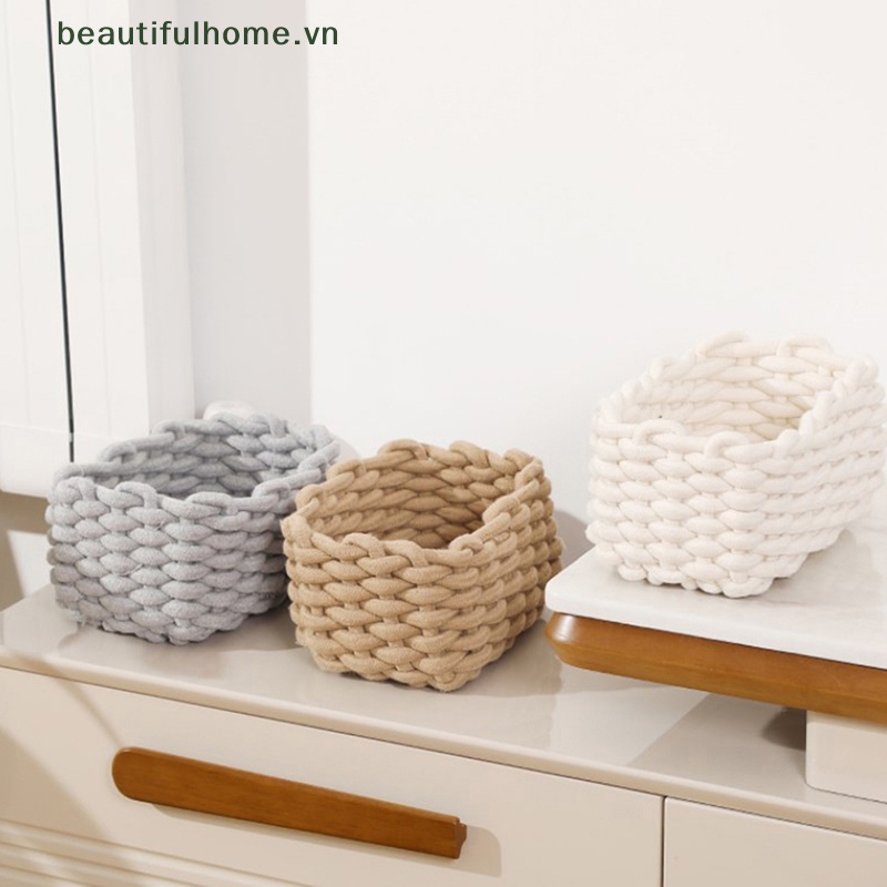 Giỏ Đựng Đồ Dùng / Đồ Dùng Bằng Dây Cotton Bện Tiện Dụng Trang Trí Nhà Cửa