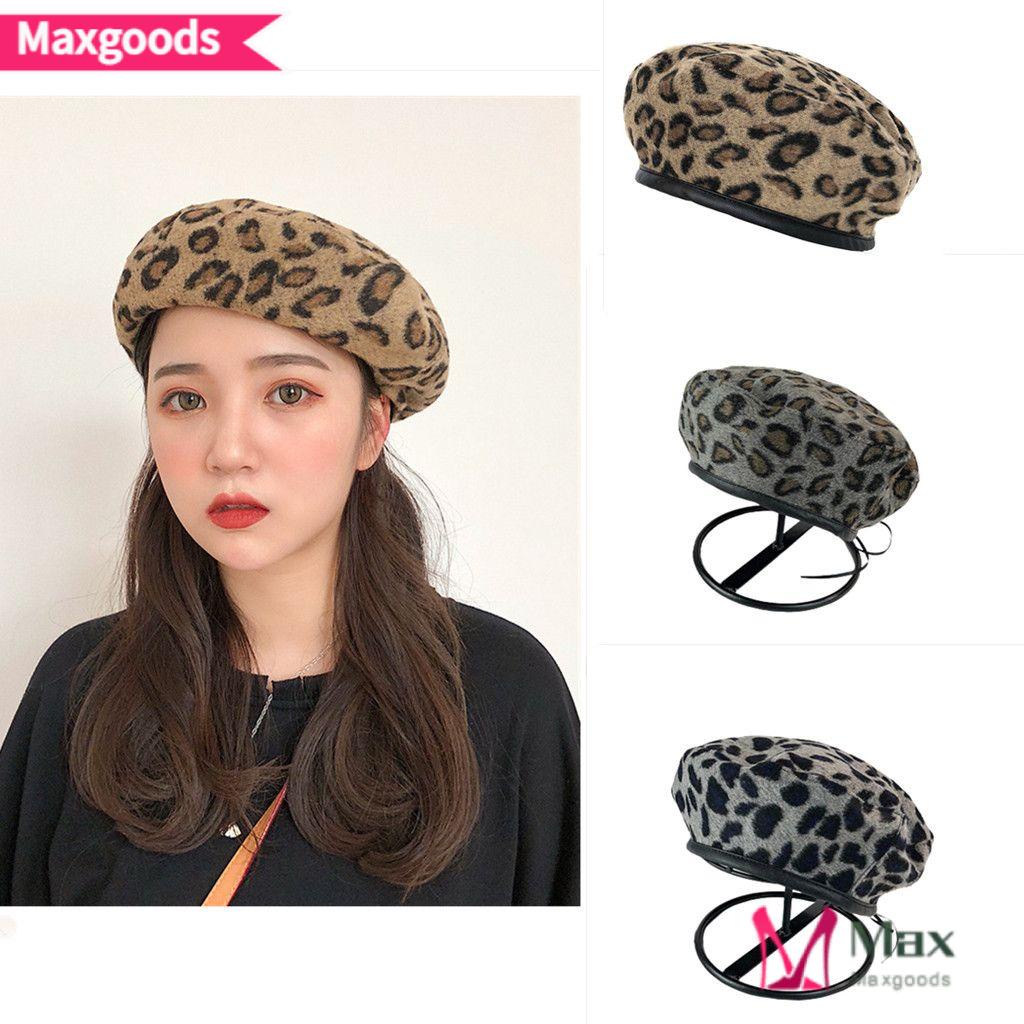 Mũ Beret Họa Tiết Da Báo Phong Cách Retro Cá Tính