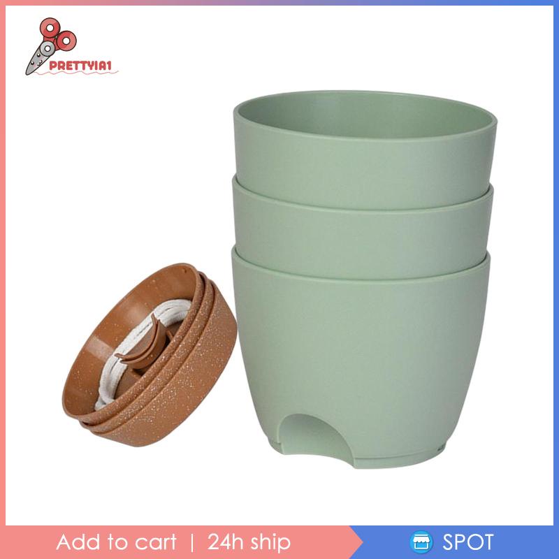 1 [Prettyia] Set 3 Chậu Tự Tưới Nước Cho Sân Vườn / Văn Phòng