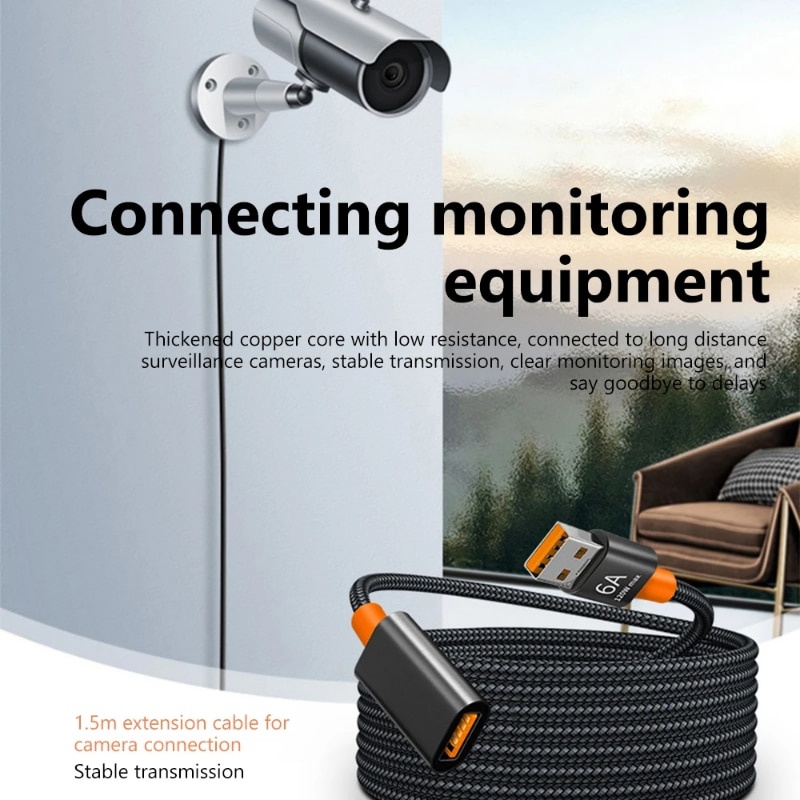 Dây Cáp Truyền Dữ Liệu Tốc Độ Cao 6A USB 3.0 Dài 1.5m Dành Cho Máy Tính / Máy Ảnh / TV