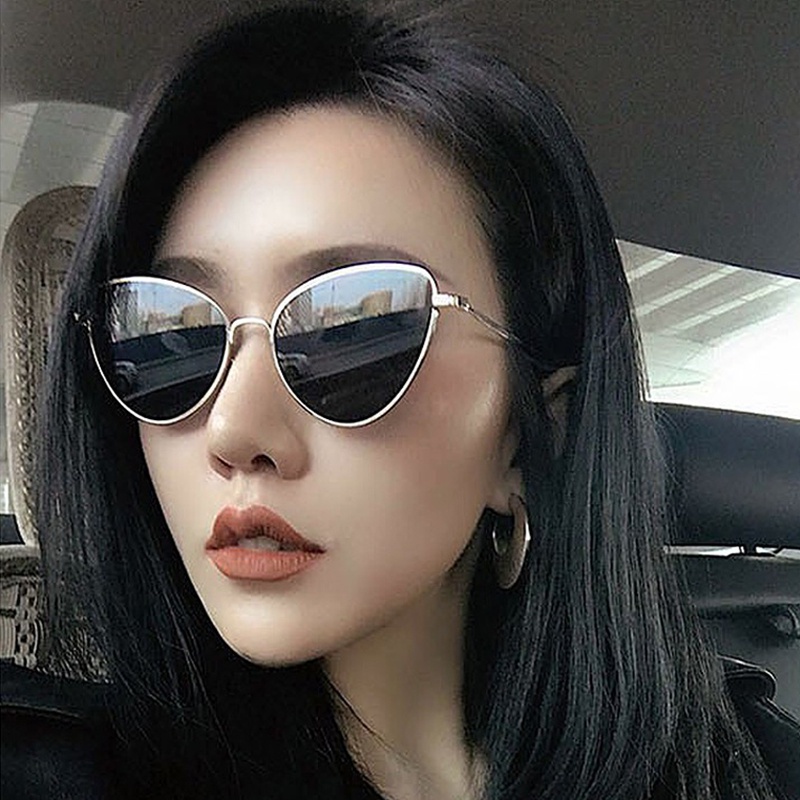 Kính Mát Mắt Mèo Gọng Kim Loại Phong Cách Âu Mỹ Mới Cho Nam Và Nữ