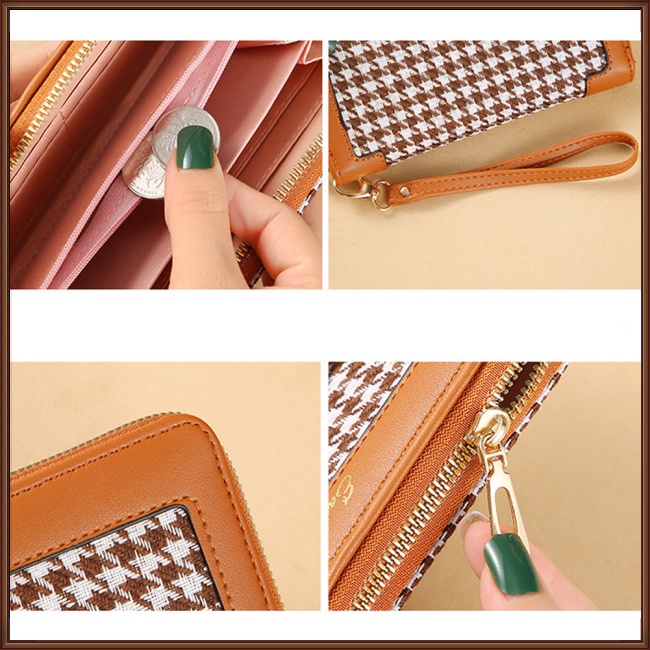 Ví Da Pu Cỡ Lớn Có Ngăn Đựng Thẻ Và Khóa Kéo Đa Năng Thời Trang Công Sở Cho Nữ Giá Đỡ