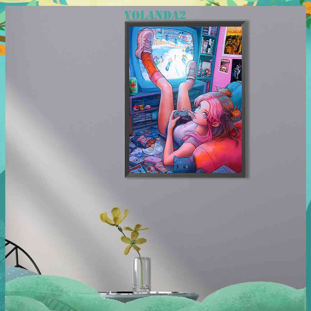 Tranh Đính Đá Kim Cương Toàn Bộ 5D DIY Hình Vẽ Cô Gái Trang Trí Nhà Cửa