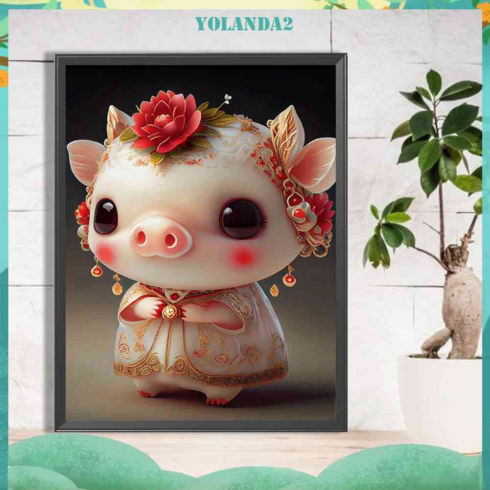 Tranh Đính Đá Kim Cương Toàn Bộ 5D DIY Hình Vẽ Heo